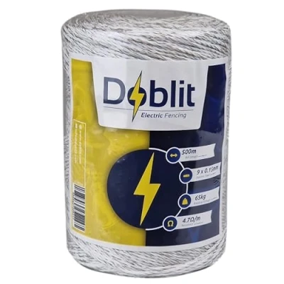 Image of DOBLIT Poly Wire Electric Fencing Conductor 6 Strand 9 Multi Colour Paddock Cattle Sheep Horse Pets Crop Protection Pest Deterrent (White 500m)