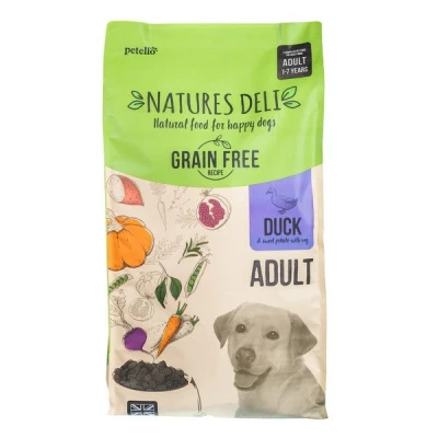 Image of Natures Deli Dry Dog Food for Adult Dogs, Grain Free Natural Complete Hypoallergenic Suitable All Breeds, Duck and Sweet Potato 12 kg