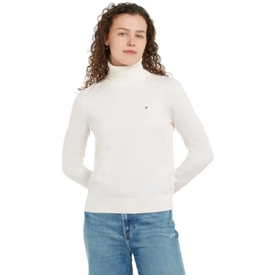 Image of Tommy Hilfiger ROLL NECK Long sleeved top, Women&#039;s, Size: Large, Ivory petal