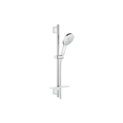 Image of GROHE Rainshower 130 Smartactive Shower Rail Set 3 Spray 130mm Hand with 900mm Rail, 1750mm Silverflex Hose Chrome Finish and Made in Germany 26578000