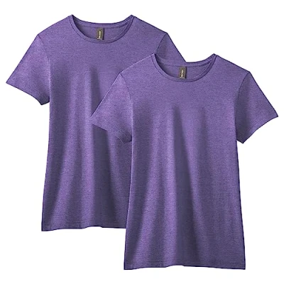 Image of Gildan Women&#039;s Softstyle Cotton T Shirt, Style G64000l, Heather Purple (2 Pack), L (Pack of 2)