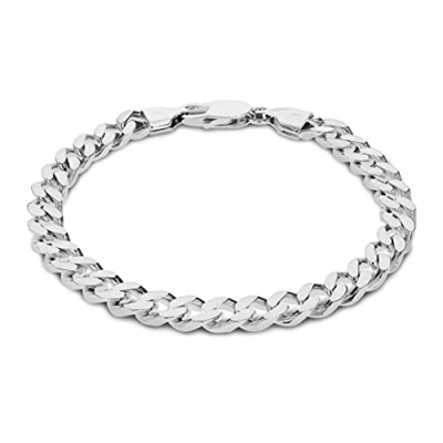 Image of Tuscany Silver Men&#039;s Sterling 6.5mm Square Curb Bracelet of 20cm/8&quot;