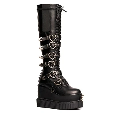 Image of LAMODA Women&#039;s Overkill Knee High Boot, Black Pu, 7 UK