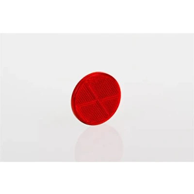 Image of Red Self Adhesive Round Rear Reflector Stick on Pack of 10 for Trailers Caravan Boat Fence Gate Posts Reflectors Safety Reflective (10, Red)