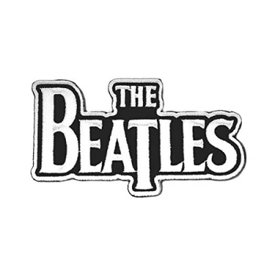 Image of The Beatles Patch Classic Drop T Band Logo White Official Die Cut Sew On