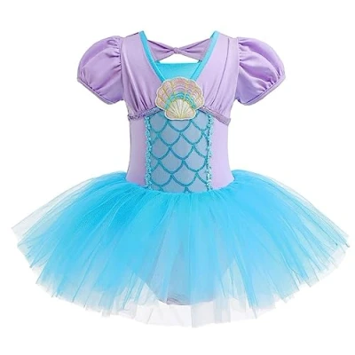 Image of Lito Angels Princess Mermaid Ballerina Costume Ballet Leotard with Tutu Dress for Kids Girls, Fancy Dance Wear Outfit Age 5 6 Years (Tag Number 120)