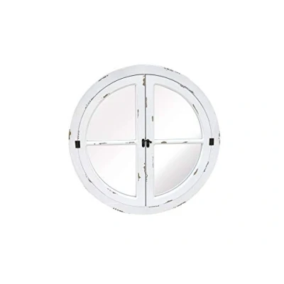 Image of Aspect, 70 dia x 2 cm Round Finish Window Garden Decorative Mirror (Distressed White