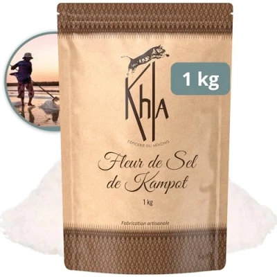 Image of Khla Kampot Fleur de Sel Salt 1kg 100% Natural Sea Kitchen Spice Ingredient Direct from Producer Gourmet Celtic Origin Cambodia
