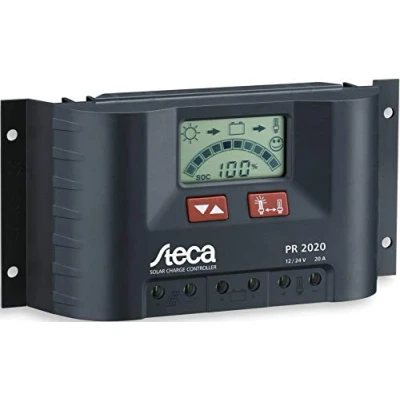Image of Steca Solar Panel Charge Controller/Regulator with LCD Display and Direct Output for 12V Loads up to 20, Pack of 1, PR2020