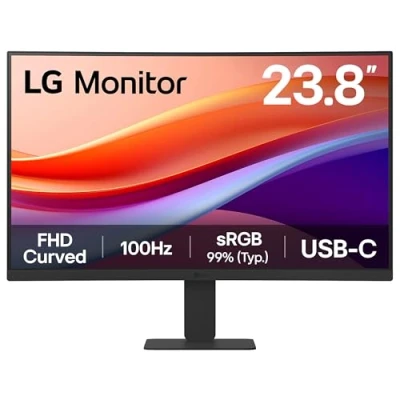 Image of LG Monitor 24U421A Curved FHD 1080p VA 24 inch, 100Hz, 5ms, Computer desktop display, Flicker safe &amp; Reader Mode, USB C, HDMI, Matte Black