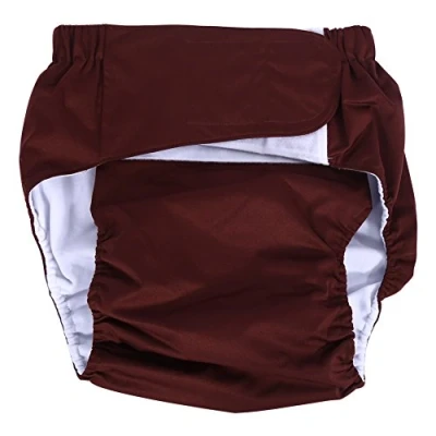 Image of Adult Nappies New Washable Adjuatable Incontinent Care Cloth Diaper, Breathable Nappy Pants (Color : Coffee)