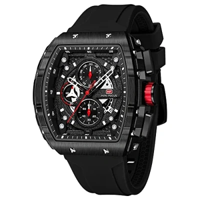 Image of Mini Focus Men&#039;s Watch fashion Sport Wrist Watches (Chronograph/Waterproof/Luminous/Calendar) Silicon Strap Quartz for Men, All_Black, casual