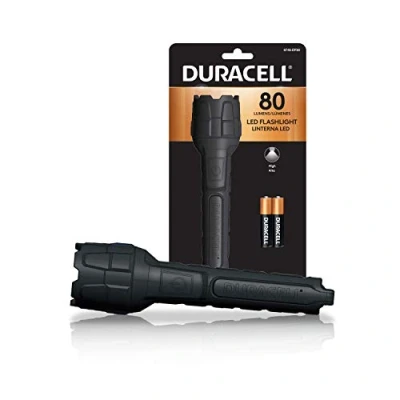 Image of Duracell 80 Lumen Heavy Duty Rubber Flashlight for Everyday Use Rubberized Construction with Comfort Grip Design 2 AAA Batteries Included. Great In Door &amp; Out