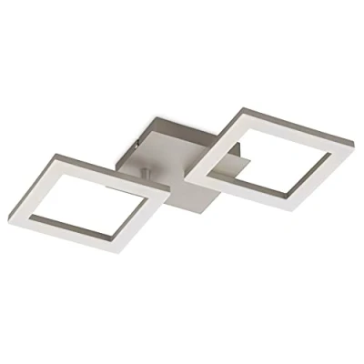 Image of Eglo LED Ceiling Light Fitting Huerta, 2 lamp Lighting Made of matt Nickel Metal and White Plastic, Kitchen Bedroom spotlights, Warm White, 18.5 inches