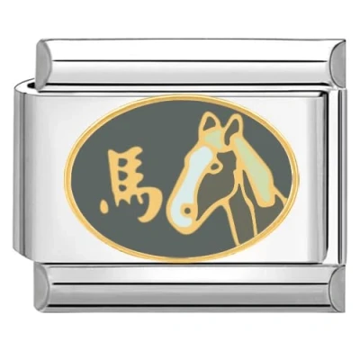 Image of Quiges 9mm Italian Style Charm Link Module Stainless Steel Chinese Horoscope Horse for Bracelets