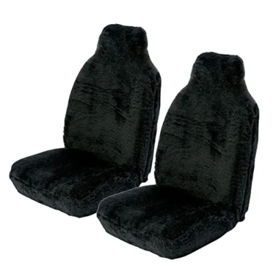Image of Panther Black Faux Fur Car Seat Covers Front Pair (Airbag Friendly)