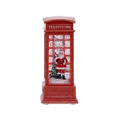 Image of MDHQ Christmas Red Phone Booth Led Light Santa Snowflake Ornament For Festival Desktop Central Decoration