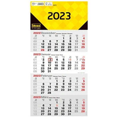 Image of Idena 13936 4 Month Calendar 2023 Wall with Slider, 30 x 61 cm, Office Months