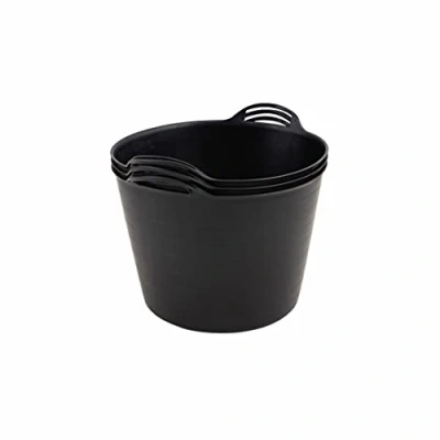 Image of BiGDUG Plastic Flexi Tubs (42 Litre) Pack of 3 Black Heavy Duty Flexible Storage Bucket Multi Purpose Round Container