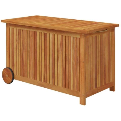 Image of vidaXL Garden Storage Box with Wheels 90x50x58 cm Solid Wood Acacia