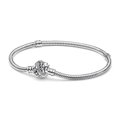 Image of Pandora Disney Tinkerbell snake chain sterling silver bracelet with clear cubic zirconia, 18