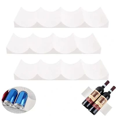 Image of Forreen Wine Rack for Fridge, 3 Pieces Bottle Display Stacking Plastic Practical Anti Slip European Style Fridge Shelf Table Pantry Cabinet Beer Drinking Bottles,White
