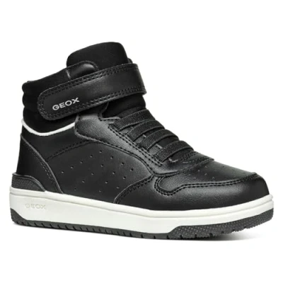 Image of Geox Washiba Hightop trainers for kids, Size: 5, Black/white Imitation leather/ textile