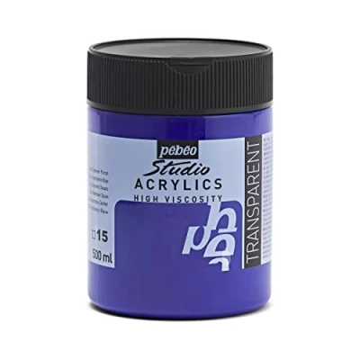 Image of Pébéo 171015 Studio Acrylics Fine Acrylic Paint Blue Dark Ultremarine Blue, 500 ml