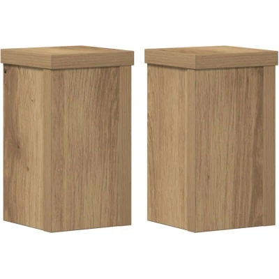 Image of vidaXL Plant Stands 2 pcs Artisan Oak 10x10x18 cm Engineered Wood
