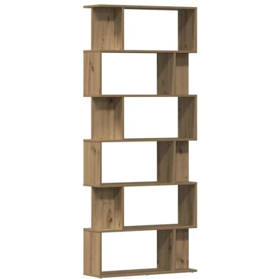 Image of vidaXL Book Cabinet/Bookshelf Engineered Wood Storage 6 Tier Design, Artisan Oak Finish Living Room/Office Furniture 80x24x192 cm