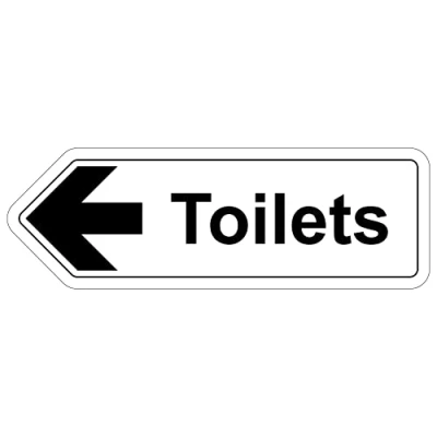 Image of V Safety Shaped Sign Toilets Arrow Left 450X150 2MM Rigid Plastic