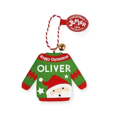 Image of History &amp; Heraldry Personalised Christmas Jumper Decorations (Oliver)
