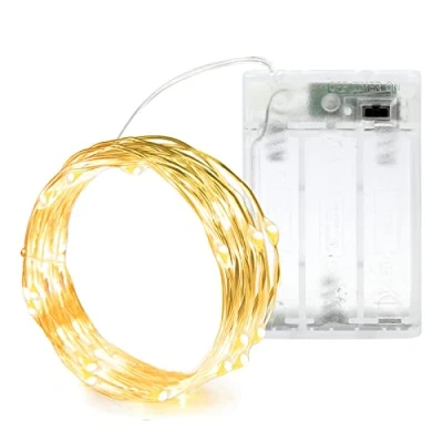 Image of Battery Powered 2M 20 LED Silver Wire Fairy String Lights with Timer Firefly for Bedroom Indoor Outdoor Jars Christmas Wedding Party Festival Decoration Warm White