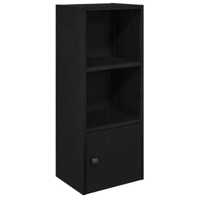 Image of vidaXL Bookcase Black Oak Engineered Wood 31x24x77 cm Shelf Cabinet for Living Room and Office