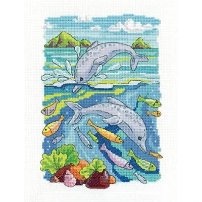 Image of Heritage Crafts Cross Stitch Kit Dolphins