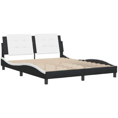 Image of vidaXL Bed Frame without Mattress "Zadar" Black and White 160x200 cm Faux Leather