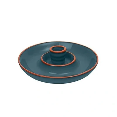 Image of Dexam Sintra Glazed Terracotta Olive Dish Ink Blue