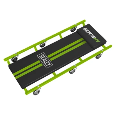 Image of Sealey 36&quot; Deluxe American Style Creeper with Steel Frame &amp; 6 Wheels Hi Vis Green