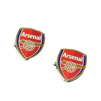 Image of Arsenal FC Official Football Crest Metal Cufflinks (One Size) (Silver/Red)