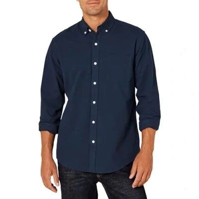 Image of Amazon Essentials Men&#039;s Regular Fit Long Sleeve Pocket Oxford Shirt, Navy, XL
