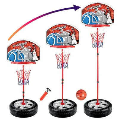 Image of Xwin Sportseries Kids Portable Basketball Set Hoop with Adjustable Height Upto 120 Cm Backboard and Net for Children Adults Outdoor Sports Game Gift Boys &amp; Girls