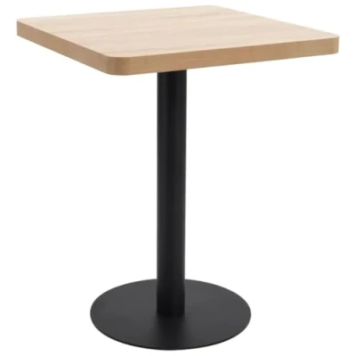 Image of vidaXL Bistro Table Durable Steel Base MDF Top Wood Grain Pattern Easy Assembly Compact Size Perfect for Restaurants, Coffee Shops, Bars