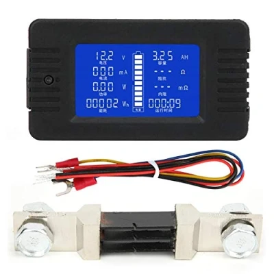 Image of Battery Monitor, PZEM 015 0 200V 300A LCD Display Current Voltage Power Energy Capacity Impedance Tester Checker with Shunt(with English Shunt)