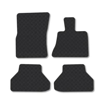Image of Rubber Car Mats Compatible with BMW X6 (2008 2014) [E71] Tailored Fit Floor Set Accessory Black Custom 4 Pieces Clips Anti Slip Backing, Heavy Duty &amp; Waterproof