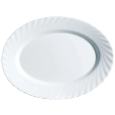 Image of Dajar Trianon Luminarc 00090 Oval Serving Platter Glass, White, 29 x 21.5 2 cm