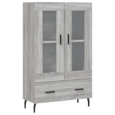 Image of vidaXL Grey Sonoma Highboard with Metal Legs Modern Storage Cabinet Ample Space Perfect for Living Room, Bedroom Easy to Assemble