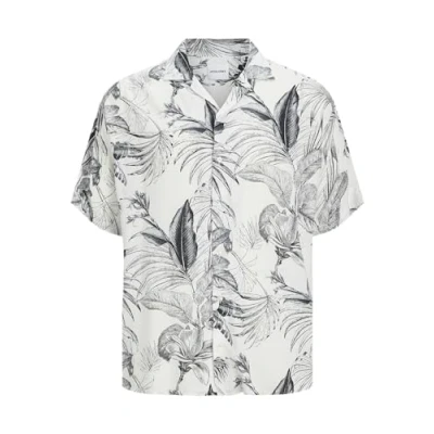 Image of JACK &amp; JONES Men&#039;s Jjguru Monochrome AOP Resort Shirt Ss, Cloud Dancer, S