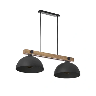 Image of Oslo Dome Bar Pendant Ceiling Light Pine, Black 2xE27