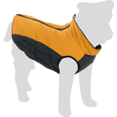 Image of Flamingo Limo Yellow Dog Winter Coat 35 cm Washable Splashproof Quilted and Finished with Fleece Inside A:35cm B:36cm C:52cm