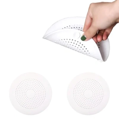 Image of Silicone Drain Protector, 2Pcs Protectors, Sink Filter, Strainers with Sucker, Shower Hair Catcher, Strainer for Kitchen, Bathroom, Bathtub(Grey)
